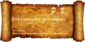 Peklyanszki Kolumbusz névjegykártya